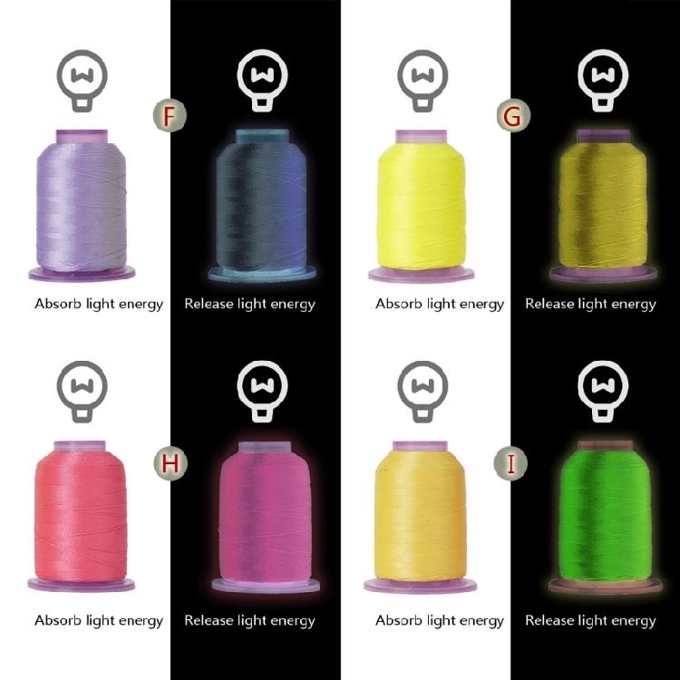 2Pcs Color Changing Sewing Thread for Sewing Machine Hand Stitching Night Glowing Yarn Embroidery Thread 550yds Each
