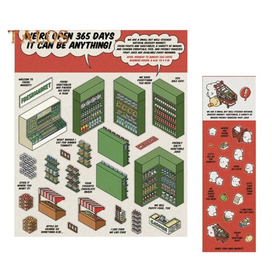 

DIY 3D наклейки для дома для детей и взрослых, наклейки с изображением мультфильмов, еда, супермаркет, выпечка, семейные сцены, наклейки для снятия стресса C