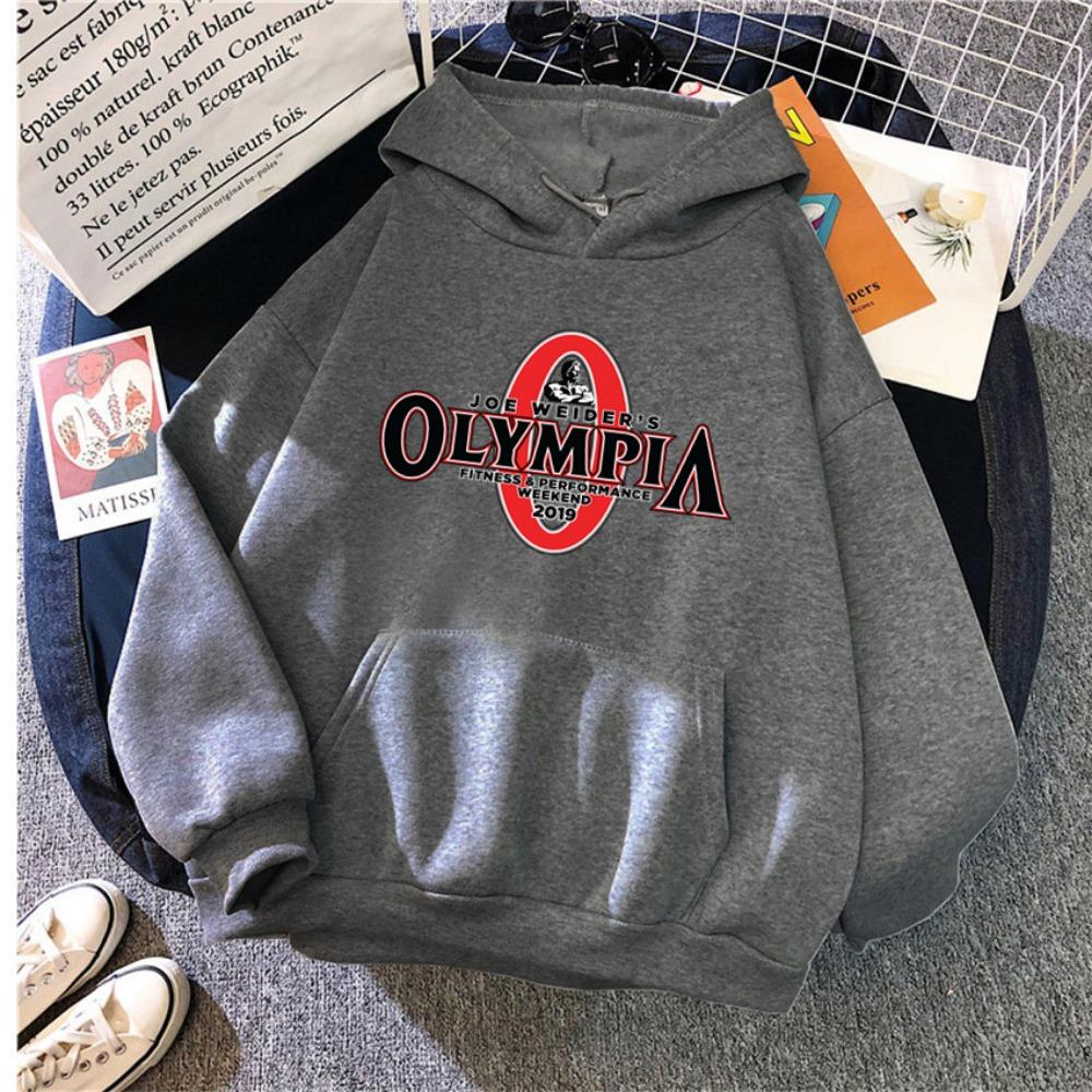 OLYMPIA Bedruckte Fitnessstudios Harajuku Lustiger Damen-Hoodie Kleidung Herren Damenmode Hoodies Übergroßes Sport-Sweatshirt Kapuzenpullover Unisex
