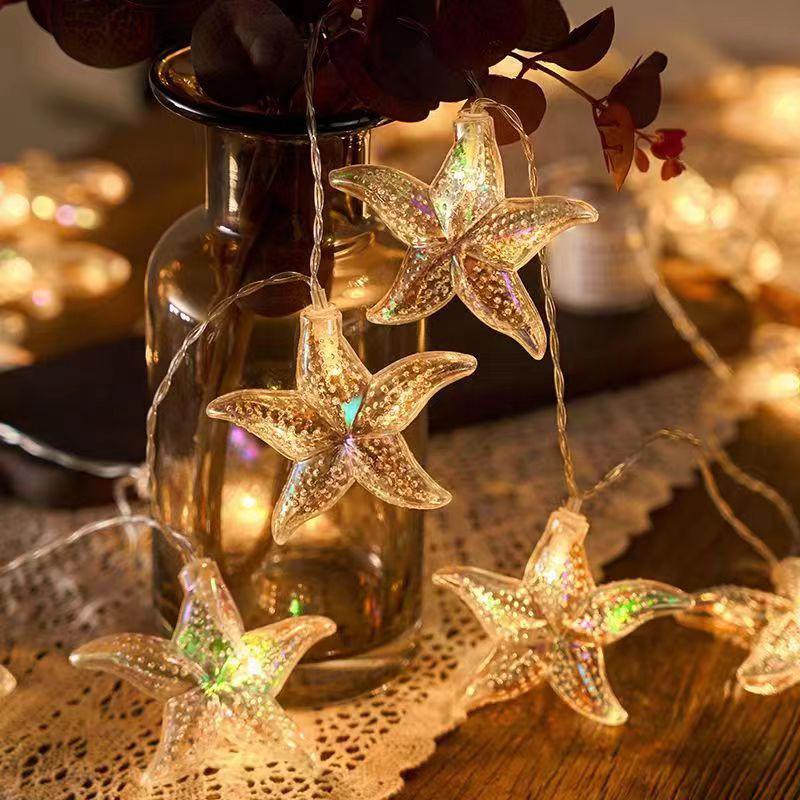 Colorful LED Seashell String Lights – Electroplated for Indoor Holiday or Dorm Decor