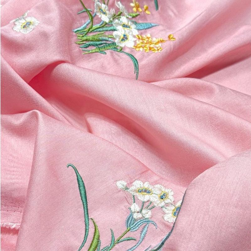 Hanfu Ancient Style Narcissus Embroidered Fabric DIY Sewing Skirt Children's Clothing Ladies Cheongsam Clothing Fabric