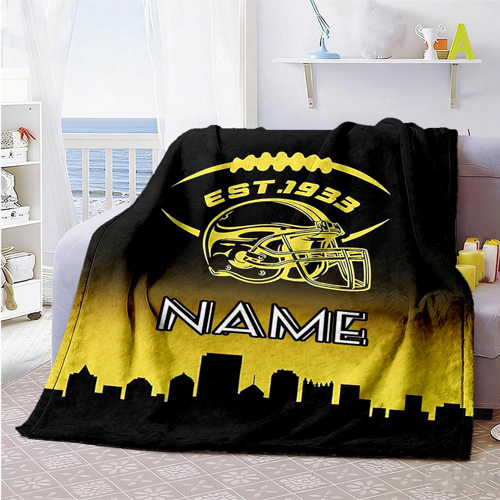 City Football Fans Customize Your Name Blanket Multi-purpose Customizable Blanket Durable Comfort Suitable for Office Couch Bedding Chair
