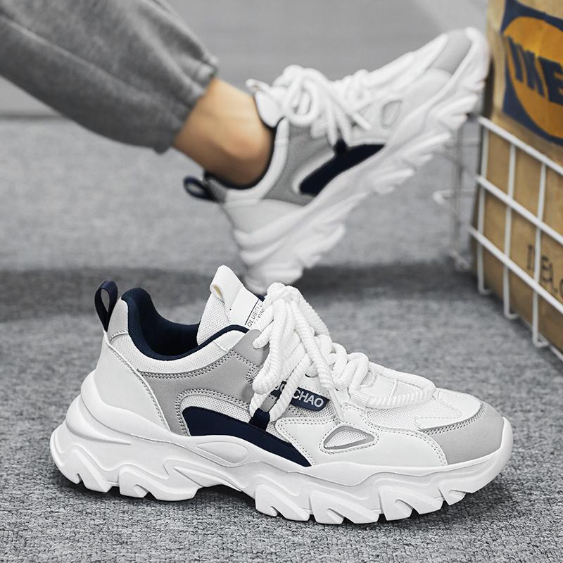 

Мужская обувь 2025 года, новая весенняя сетчатая платформа, мужская спортивная универсальная повседневная обувь для бега, увеличивающая рост, модная обувь Xiaobai Daddy 39