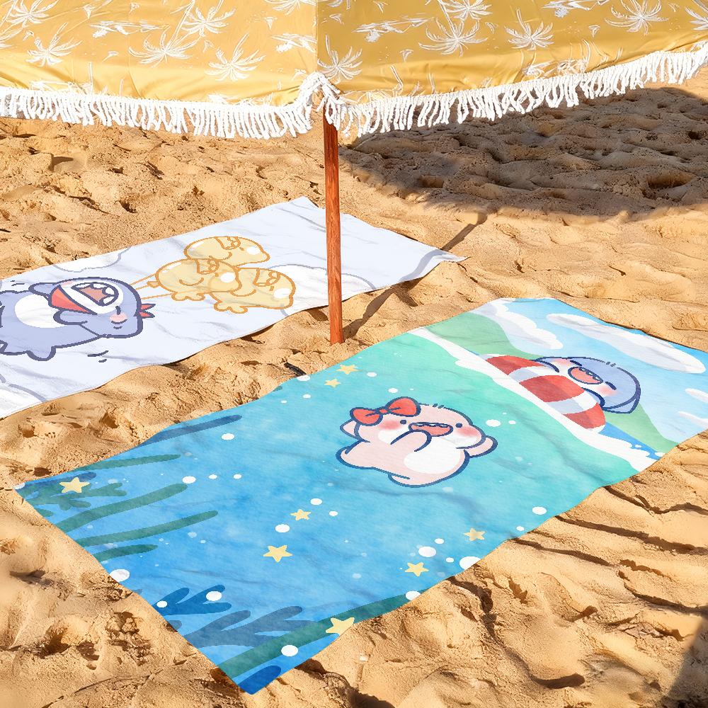 Cartoon B-Bigface Cute Shark Towel Towels For Beaches Yoga Studios Gyms Hot Springs Swimming Pools And Picnics