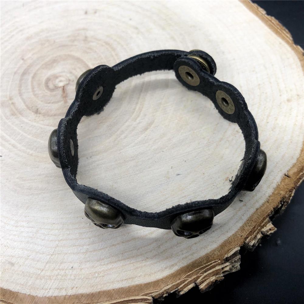 Real Shot Skeleton Skull Punk Gothic Rock Leather Belt Buckle Bracelets For Women Men Bracelets Bangles