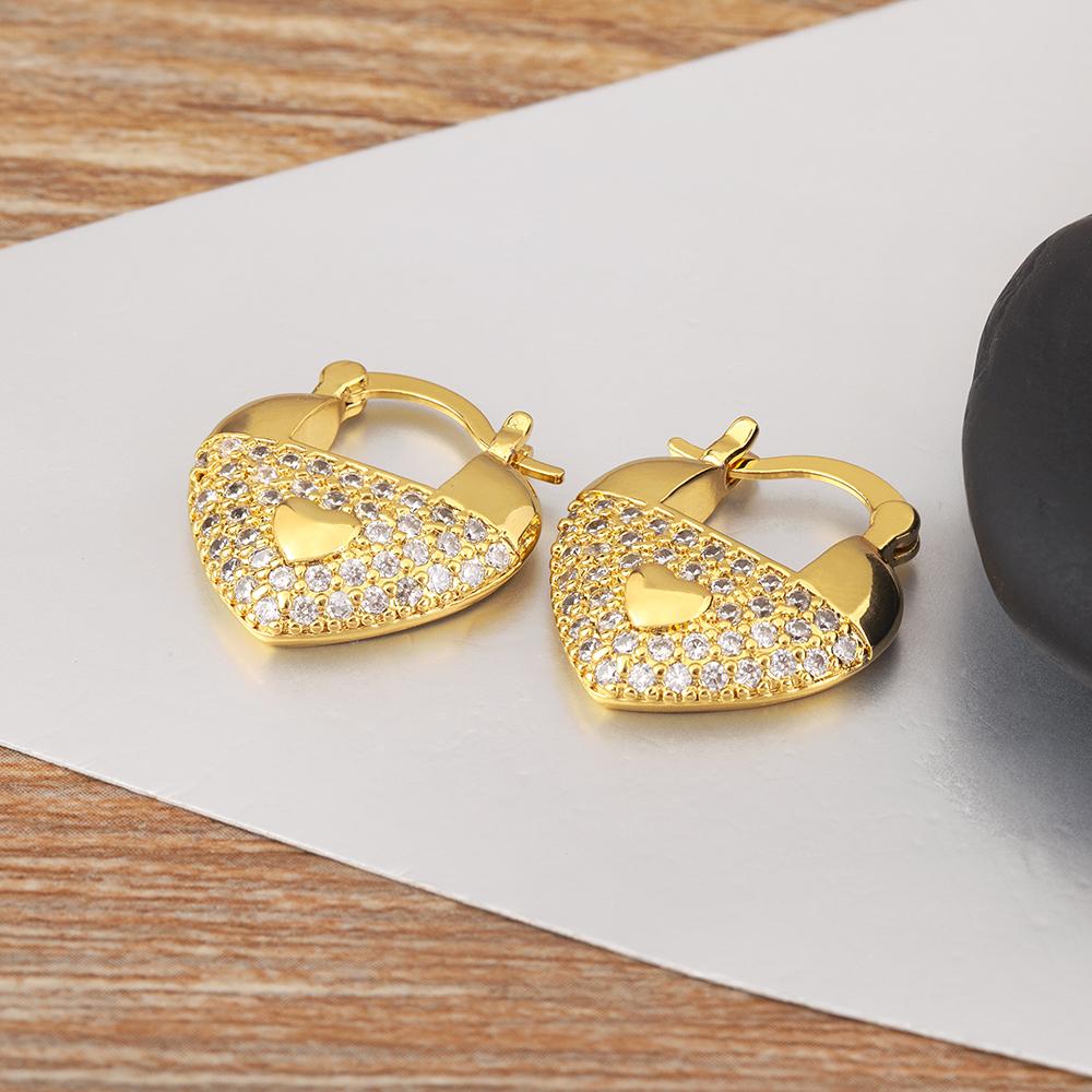 

Nidin Light Luxury Heart/Star/Ball Shape Inlaid Shiny Crystal Zircon Charm Earrings For Women Ear Jewelry Accessories Fine Gifts