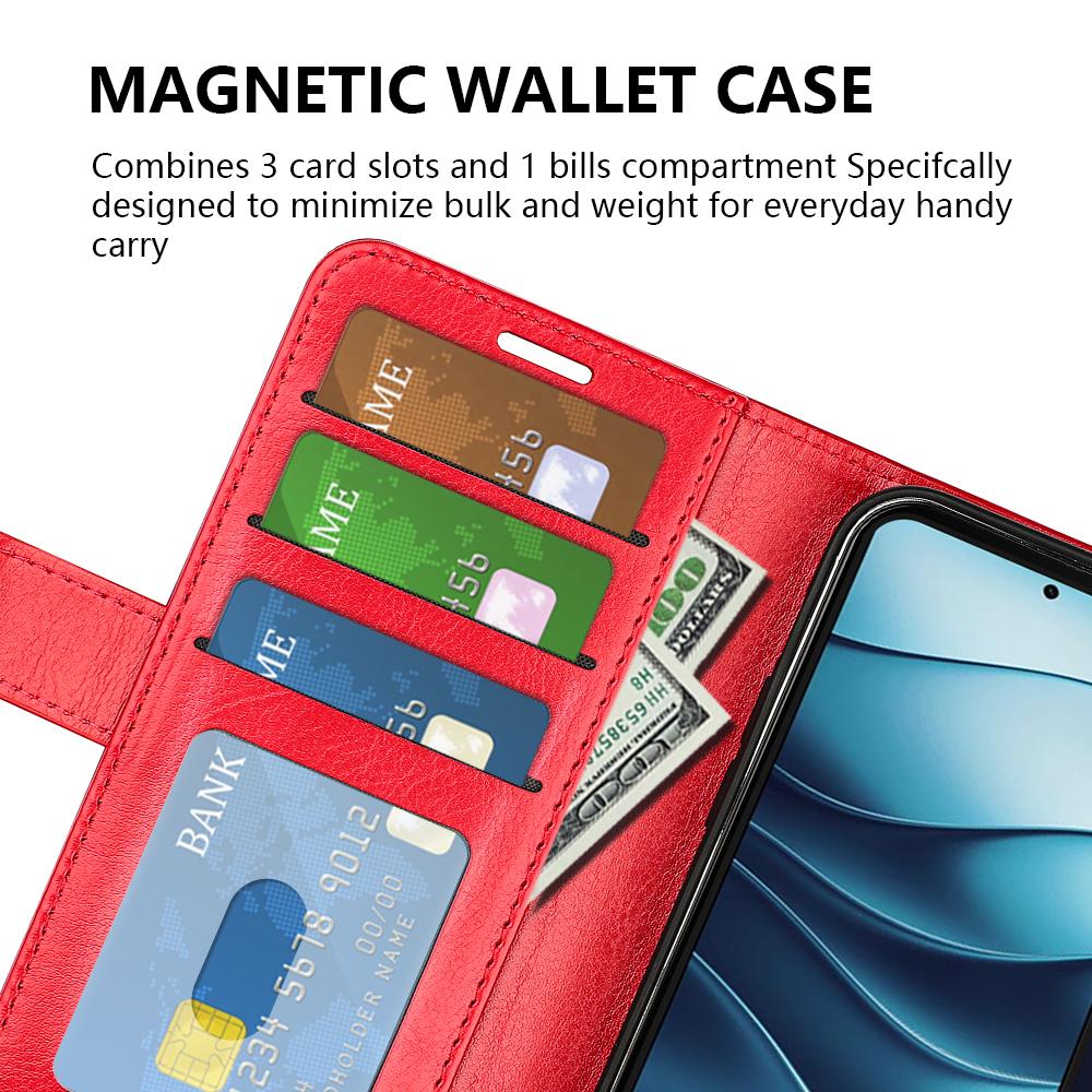 Dla Xiaomi Redmi Note 14 5G Etui Portfel Tekstura Crazy Horse Podstawka Skórzane Etui na Telefon