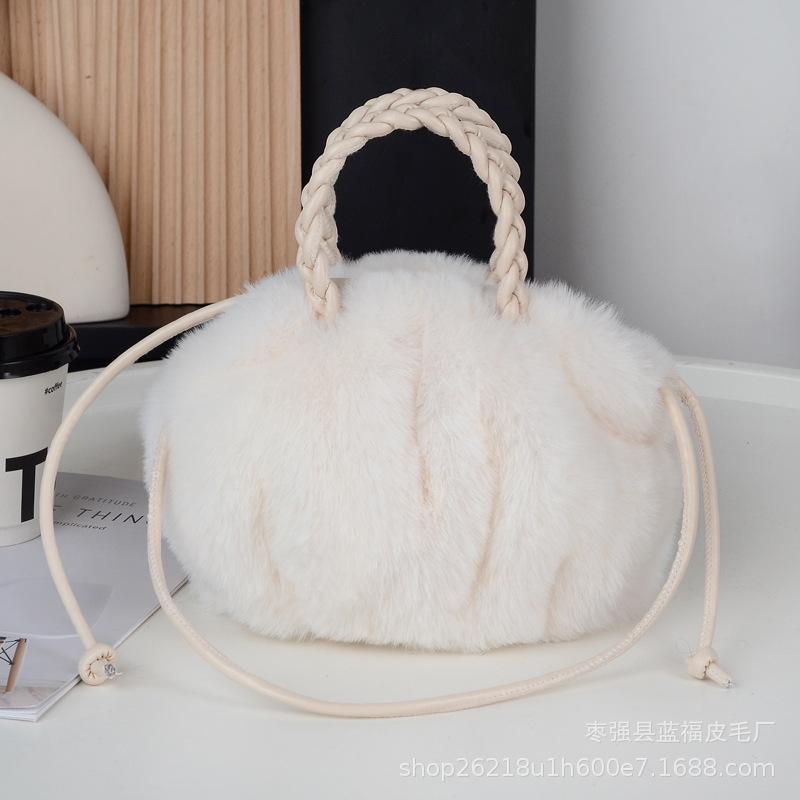 Pumpkin Crossbody Cloud Bag: New Style, Imitation Fur, Fashionable & Versatile