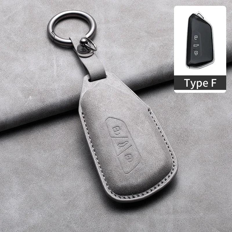Leather Car Key Case Cover Fob Keychain For Vw Volkswagen Golf 7 Mk7 Tiguan Mk2 For Ateca Leon Fr Ibiza Skoda Octavia Kodiaq