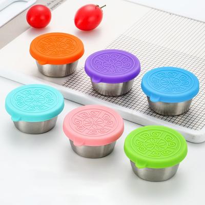 Taza de salsa de acero inoxidable 304 con tapa de silicona, a prueba de fugas, fácil de limpiar, coctelera sostenible de 40ml