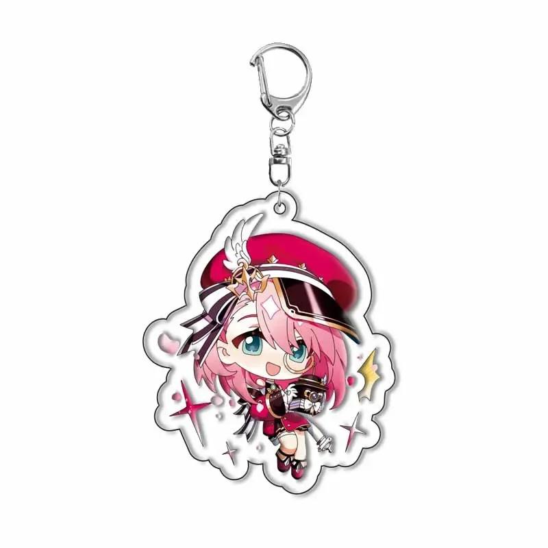 Genshin Impact Sigewinne Arlecchino Charlotte Keychain Anime Game Backpack Pendant Acrylic Accessories 55mm