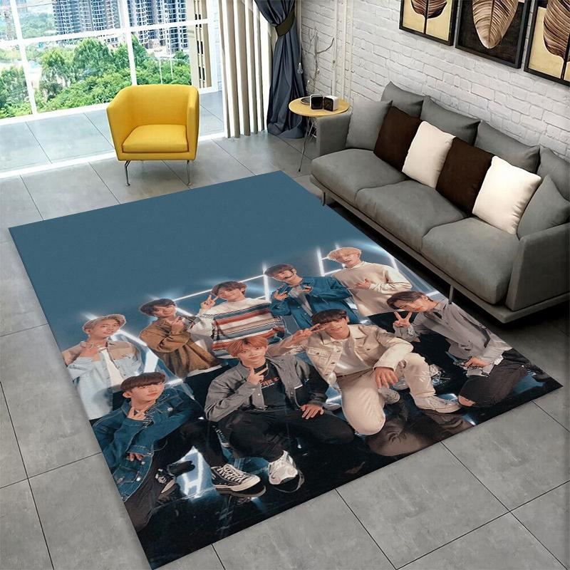 Kpop Stray Kids Music Star Carpet Rug for Playroom Bedroom Living Room Sofa Home Decor,kid Area Rug Non-slip Floor Mat Gift
