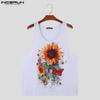 INCERUN Men U Neck Floral Print Sleeveless Vest Beach Holiday Tank Tops