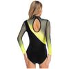 Womens Figure Skating Leotard Rhinestone Long Sleeve Hollow Out Design Ballet Gymnastic Training Bodysuit