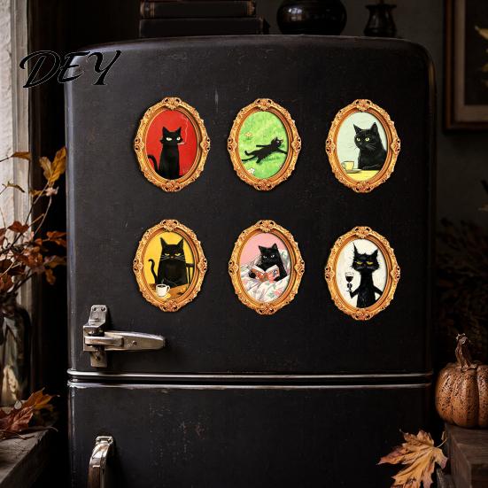 Metal Cabinets Decorative Magnets 1/6Pcs Halloween Retro Frame Refrigerator Magnet, Wooden Carved Magnet Decor Fridge for Home Office Cabinet