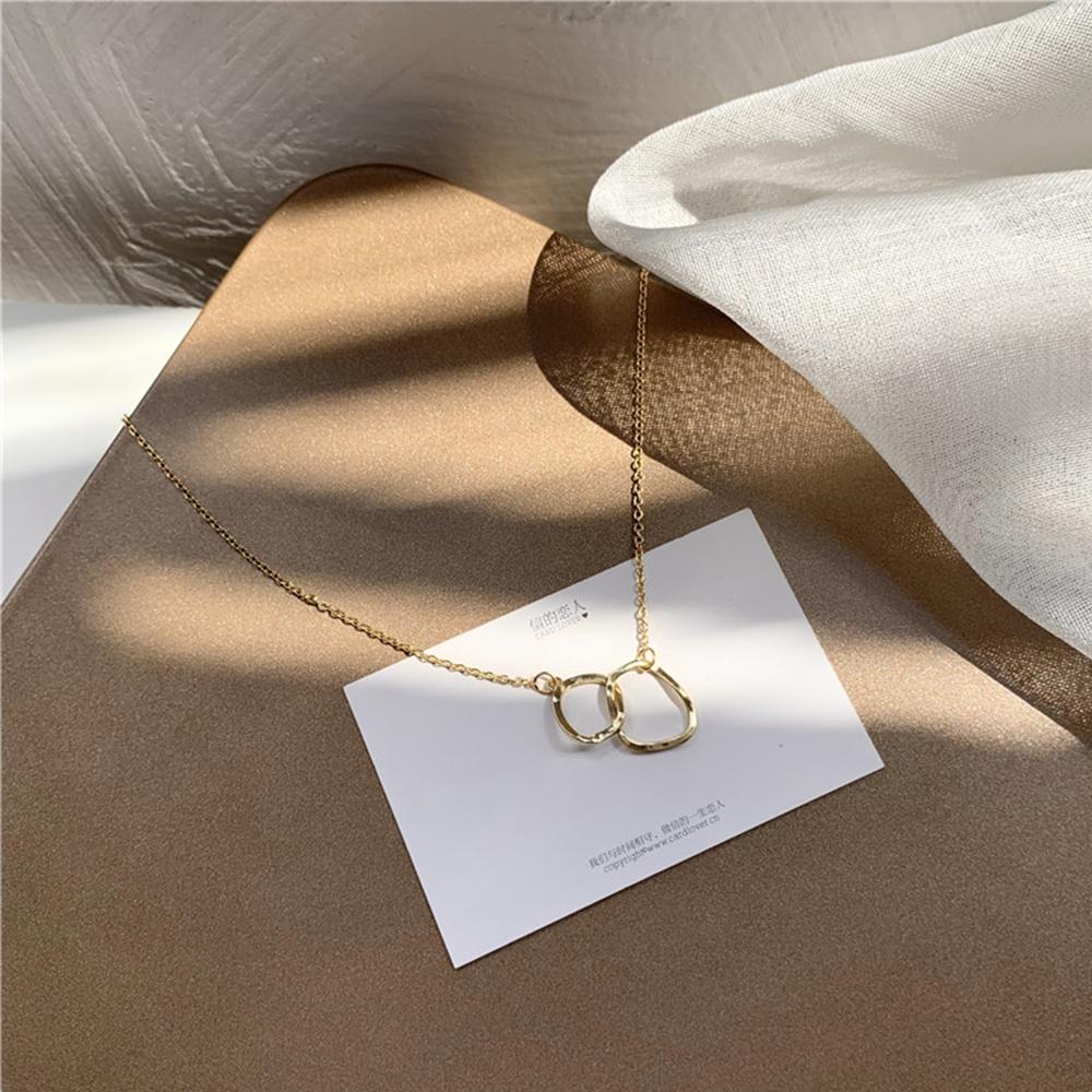 Personality Irregular Simple Double Ring Temperament Neck Chain Choker Necklace Clavicle Chain