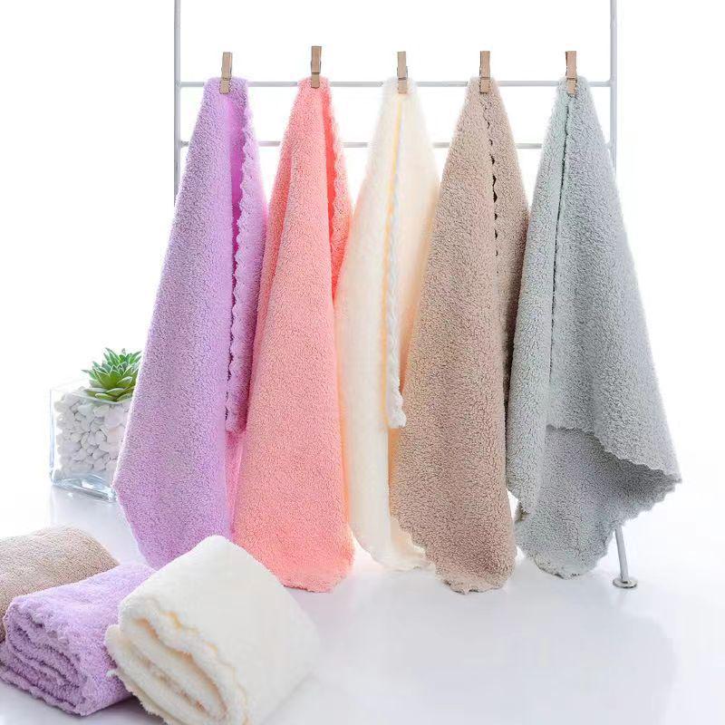 Soft Coral Fleece Quick-Dry Baby Face Towel - Small, Plain Color, Water Absorbent