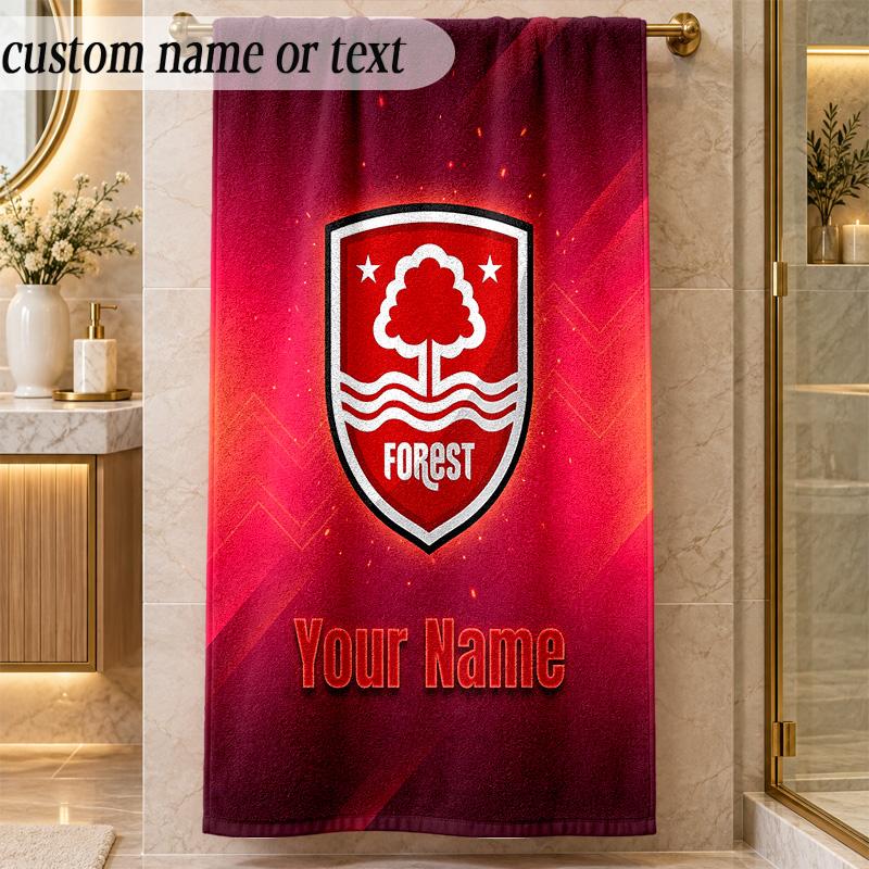 Beach TowelNottingham Forest FC Custom Name Text Personalized Soft Towel for Beach Pool Indoor Home Decor Gift