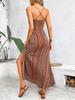 2025 Spring/Summer Women's Fashion Spaghetti Strap Printed Beach Slit Dress