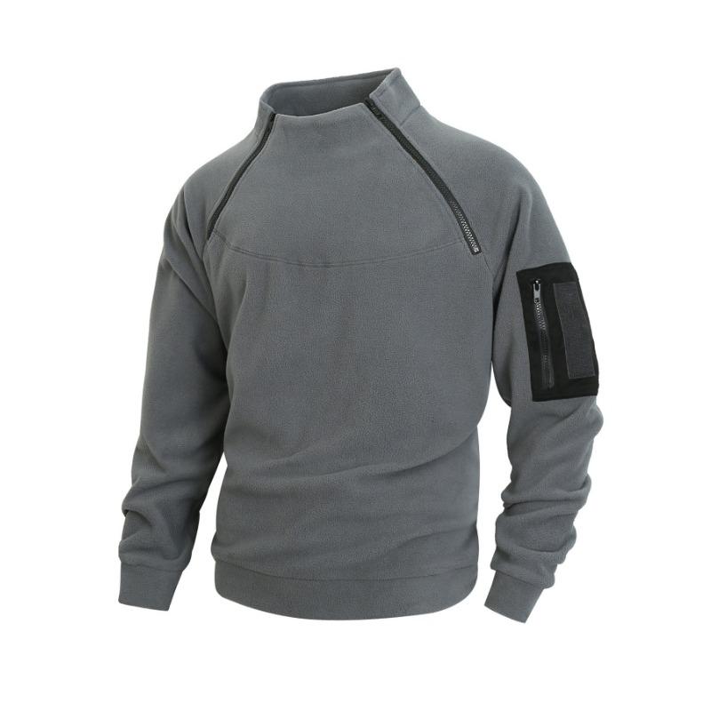 

Men s Fleece High-Neck Sweatshirt with Zipper Pockets Tactical Casual Top 3XL темно-сірий колір