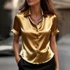 Maglia a maniche corte da donna, con colletto, bottoni, colore, temperamento, T-shirt Top
