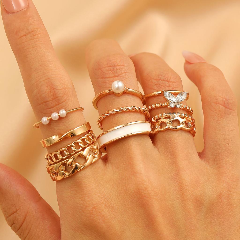 High-quality new ins style set ring, fashionable and creative, simple and good-looking electroplated joint ring 2026 wholesale