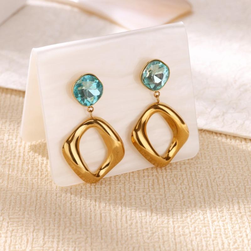 Light Luxury Fashion Temperament Zircon Versatile Earrings Earrings Women's Niche High-end Geometric Design Cold Wind Earrings
