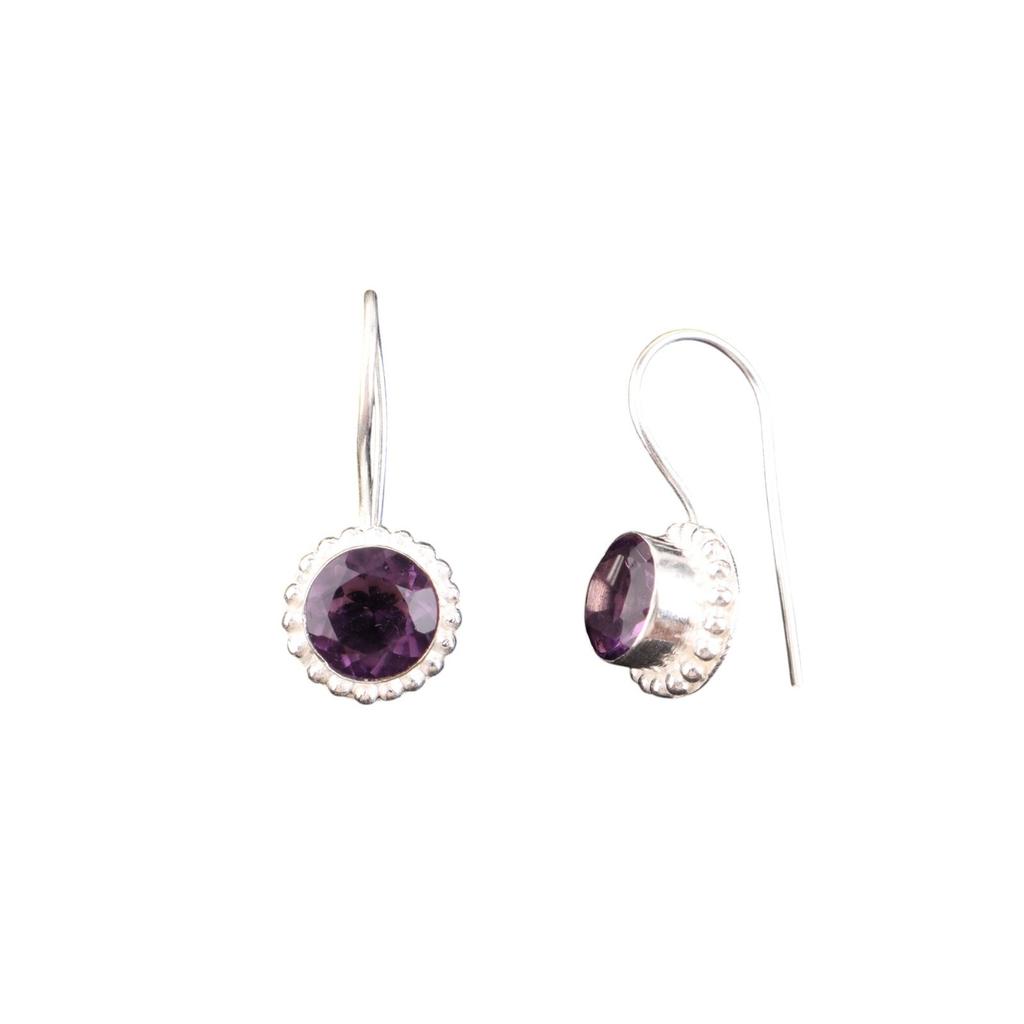 Amethyst Edelstein 925 Sterlingsilber Schmuck Handgefertigt Tropfen/Hängeohrringe 0,93" EE-177-12