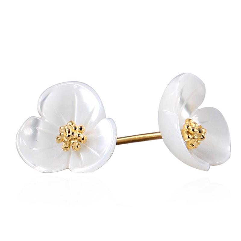 925 Sterling Silber Muschel Blume Perle Stecker- & Hängeohrringe - Schlichter, eleganter Schmuck für Frauen