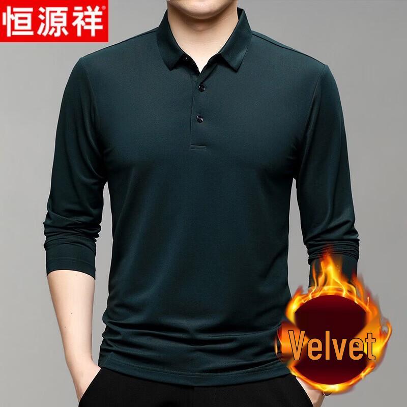 

Hengyuanxiang Men s Fleece Lined Long-Sleeve Polo Shirt 54/2XL
