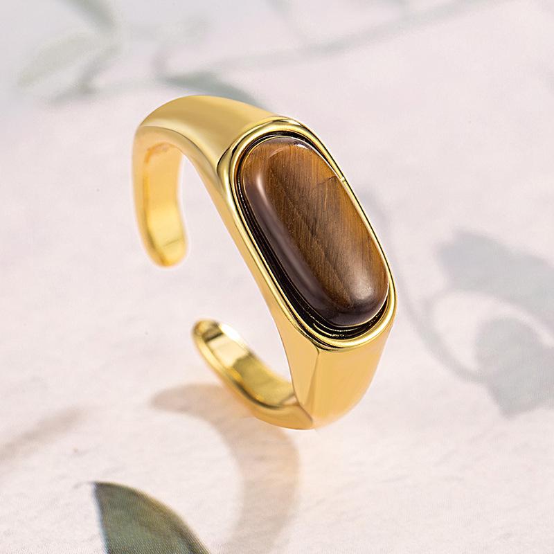 Eleganter Retro-Tigerauge-Weizenähren-Verstellbarer Ring – Exquisites Leichtluxus-Design