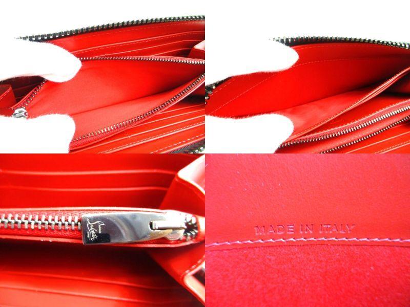 Authentic Christian Louboutin Panettone White Leather Spikes Round Zip Wallet #9934  Open Box