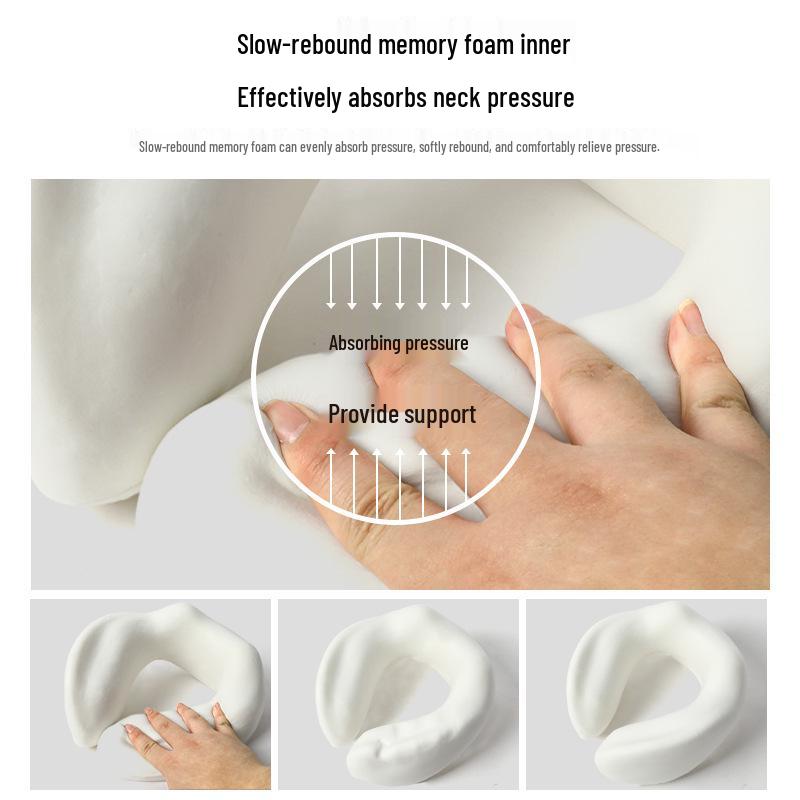Cool Memory Foam U-Shaped Neck Support Travel Pillow - Portable for Office and Airplane, Customizable Logo Option