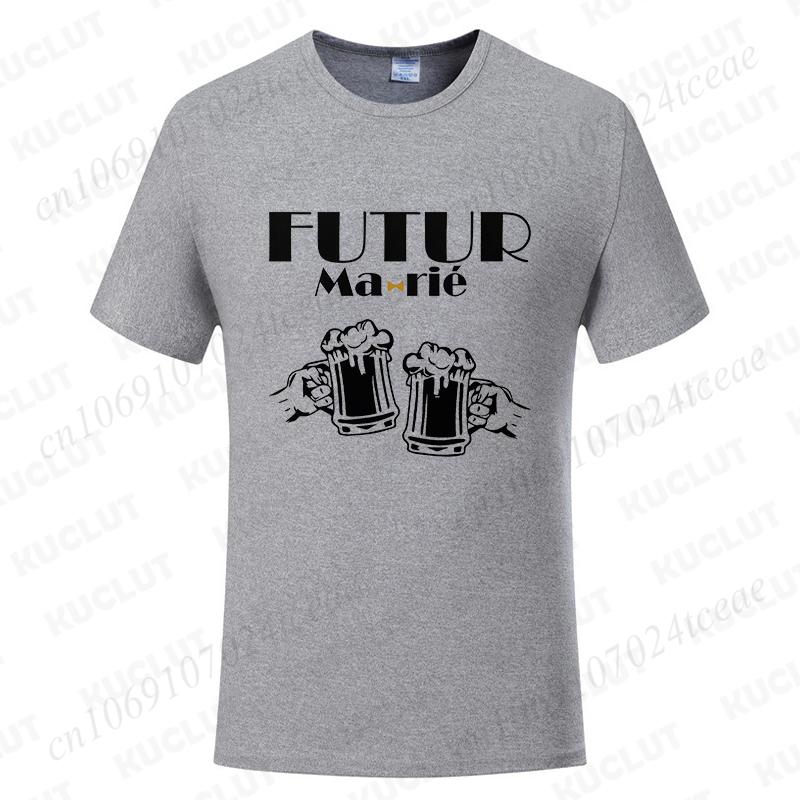 French Beer Graphic Wedding Tops Evg Team Future Groom Man Short Sleeve Tees Boyfriend Single Farewell Bachelor Party Tshirt