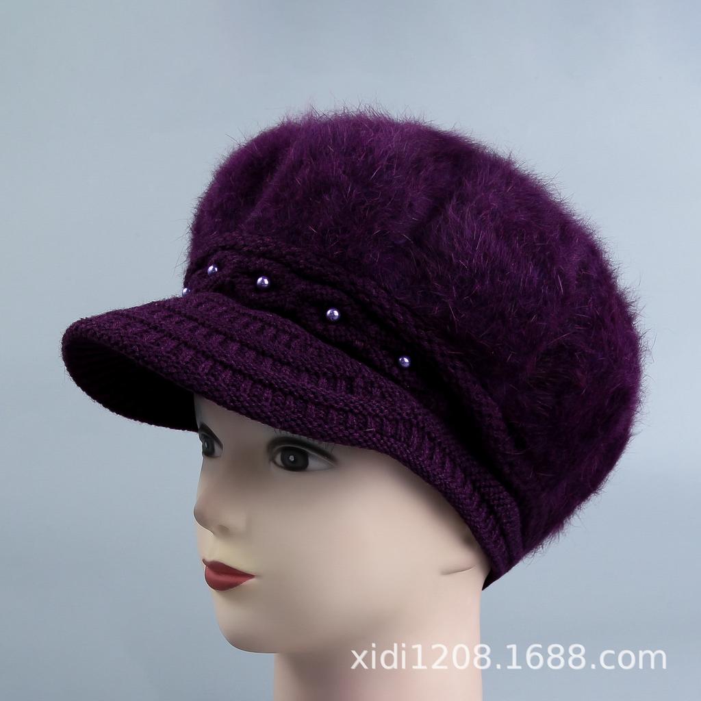 In the elderly hat women winter thickened wool hat old man hat mother rabbit hair knitted hat grandma warm cotton hat