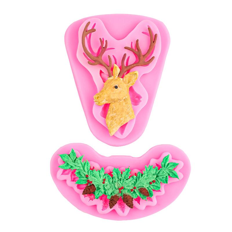 Reindeer DIY Christmas Fondant & Resin Mold for Cake, Chocolate, Plaster, Pine Cone, and Clay.