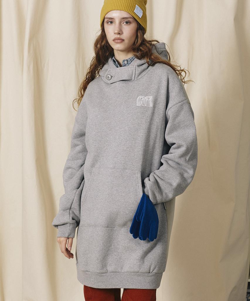 BETWEEN A AND B Soft Warm Hooded Dress [Melange Gray]