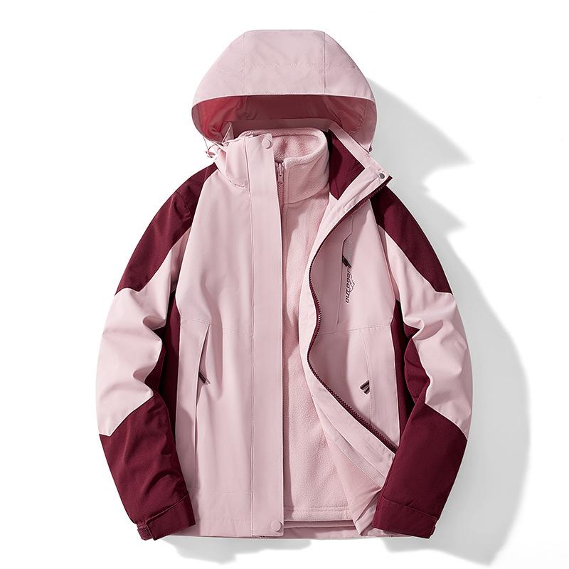 Outdoor Couple Three-in-one Jacket Women's Travel Mountaineering Clothing Waterproof Windproof Water Repellent Removable