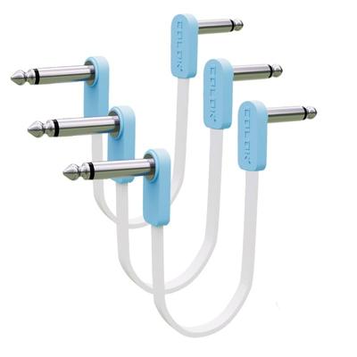 GIMI 20cm Färgad Patchkabel Utrymmesbesparande Platt Kabel för Gitarr Effektpedal Typ 3-pack L-L (Blå-3st, 20cm)