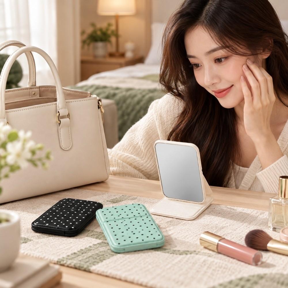 Mini Cosmetic Mirror Polka dot pattern Pocket Mirror Portable PortbaleVanity Mirror Desktop Use