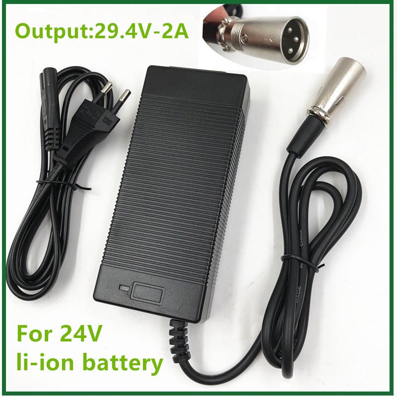 24V Li-ion Battery Charger OutPut 29.4V2A Wheelchair Charger 7 Series 25.2V 25.9V Lithium Battery Charger XLR Connector