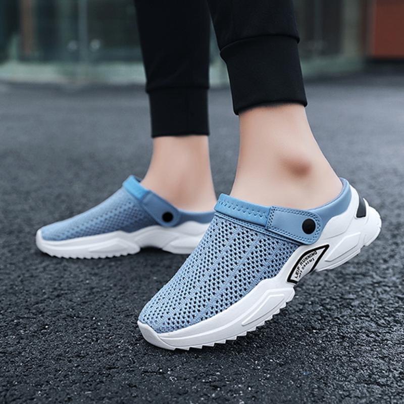 

Летние мужские сандалии, пляжные тапочки, сандалии с дышащей сеткой, пляжная обувь, уличные садовые шлепанцы, мужские шлепанцы 39 синий