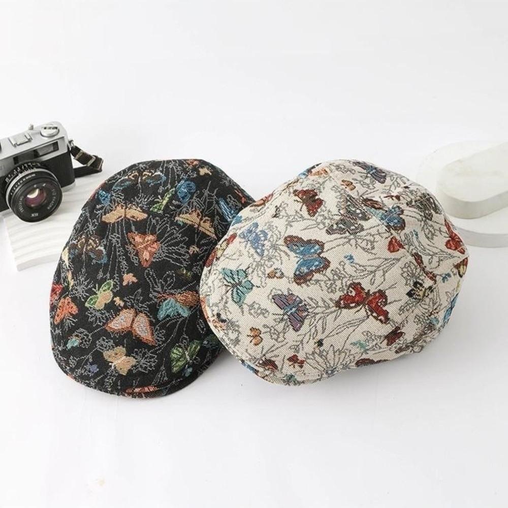 Wende-Design Künstler Malerhut Ethnischer Stil Schmetterling Bestickte Baskenmütze Täglicher Gebrauch