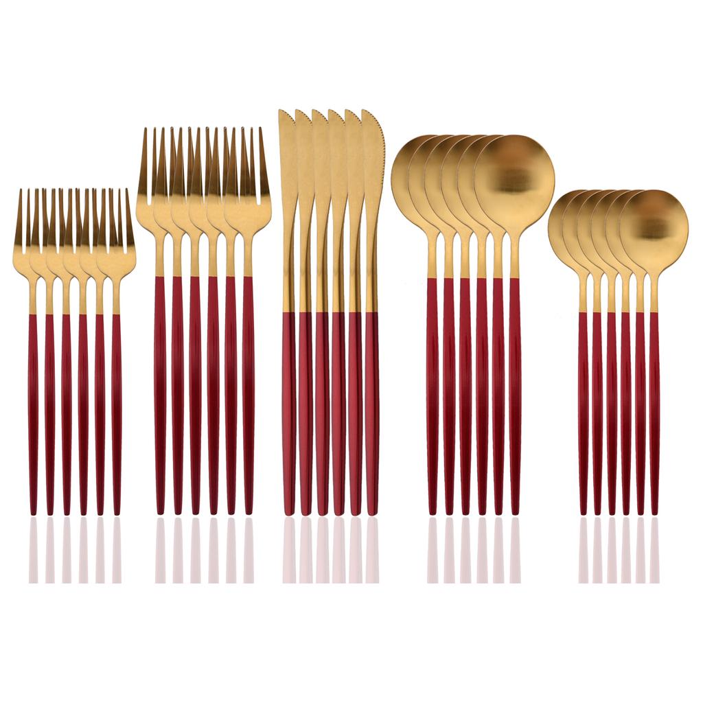 30 Teile/satz Geschirr Matte Schwarz Messer Salat Gabeln Dessert Löffel Besteck Set Edelstahl Besteck Familie Geschirr für Party