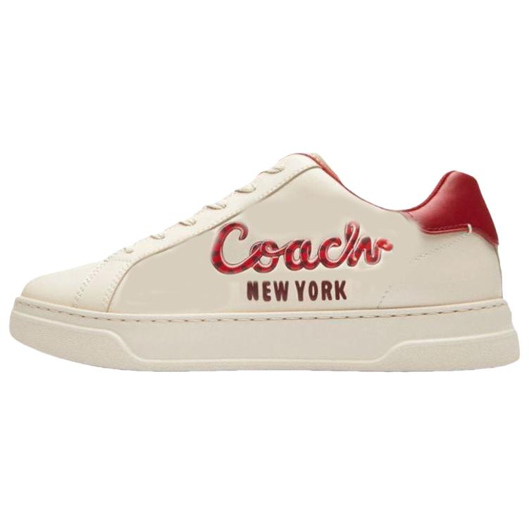 Coach Highline Synthetic Leather Snake Year Limited Round Toe Lace-Up Flat Low-Top Sneakers Men Sneakers White CAD56-CAH
