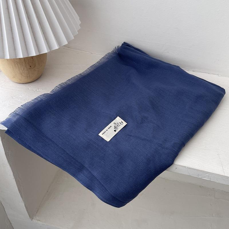 Literary Cotton and Linen Solid Color Scarf Women's Shawl Summer Desert Sunscreen Sunshade Travel Long Silk Fashion Trend
