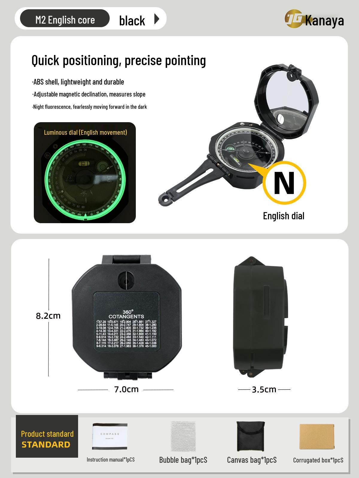 Новый американский военный зеленый M2 Высокоточный многофункциональный геологический компас - Водонепроницаемый и ударопрочный