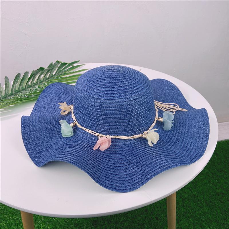New summer flower straw hat ladies seaside vacation visor big brim beach hat foldable beach hat