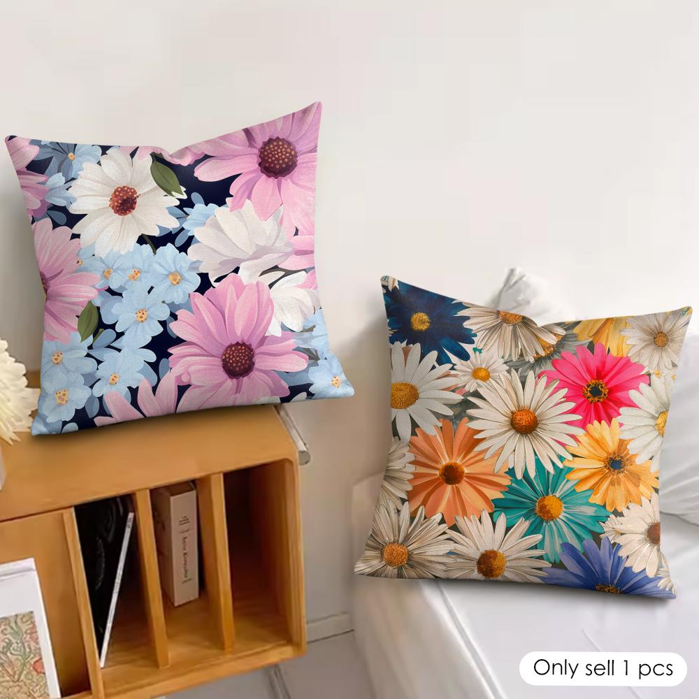 Beautiful Flowers Fashion Cushion Cover Silky Short Plush Invisible Zipper Dustproof Sofa Pillow Case For Home Decor