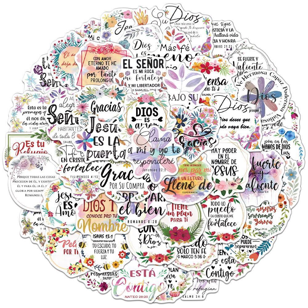 

50-Pack Spanish Motivational Stickers for Journals, DIY, Water Bottles & Phone Cases No